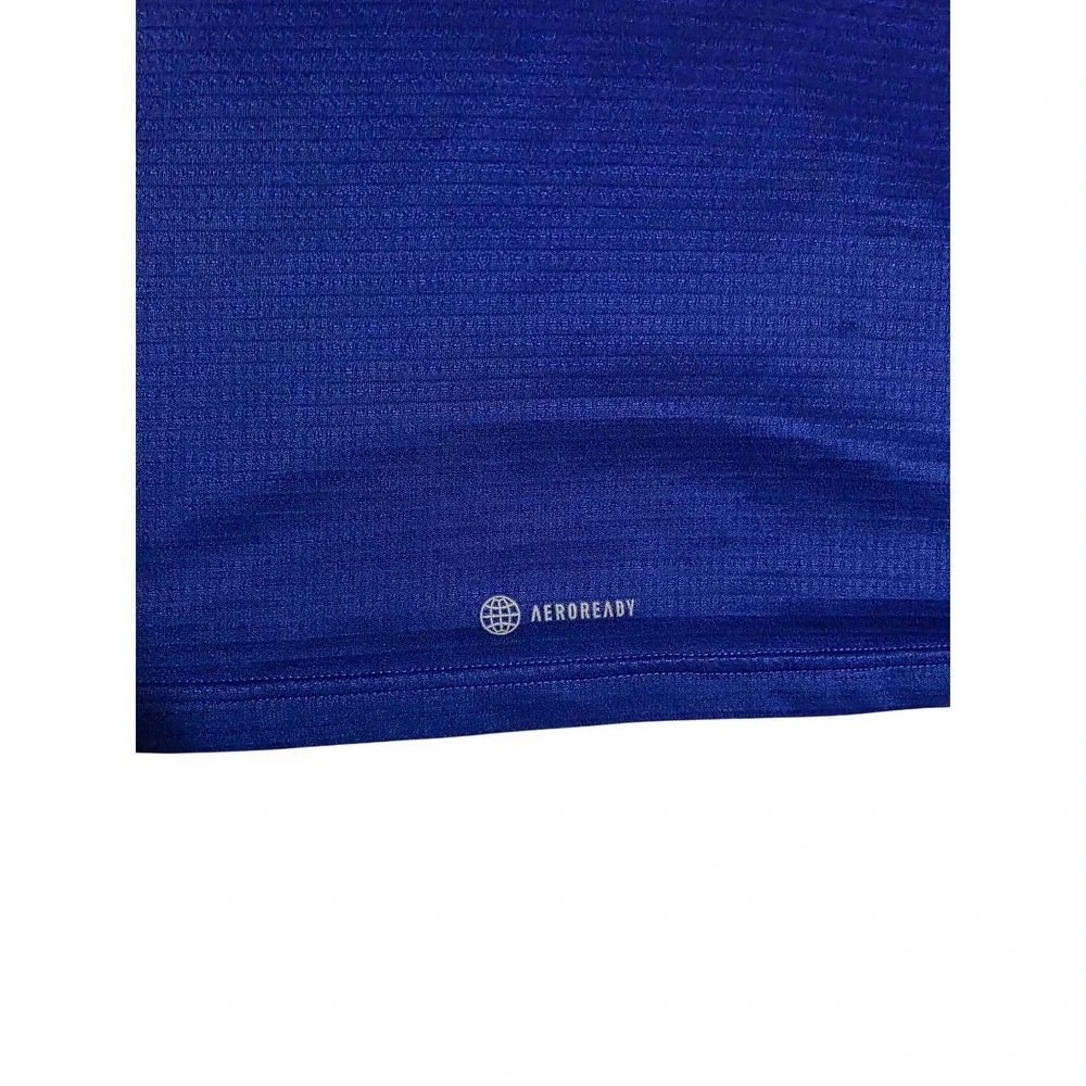 Adidas Mens Aeroready Running T-Shirt Blue Reflective 3-Stripes size Large